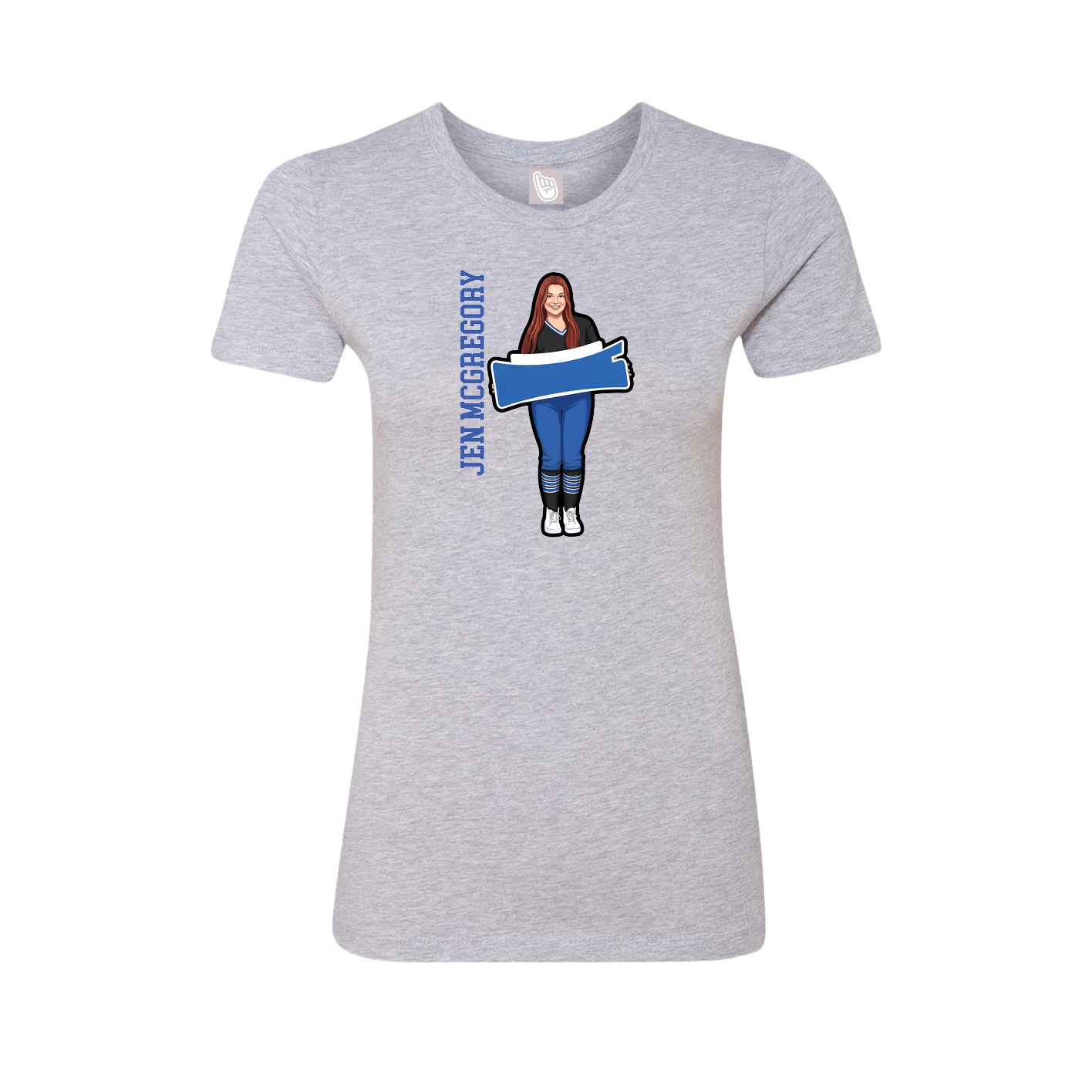 Womens Tee — Name Vertical in Grey