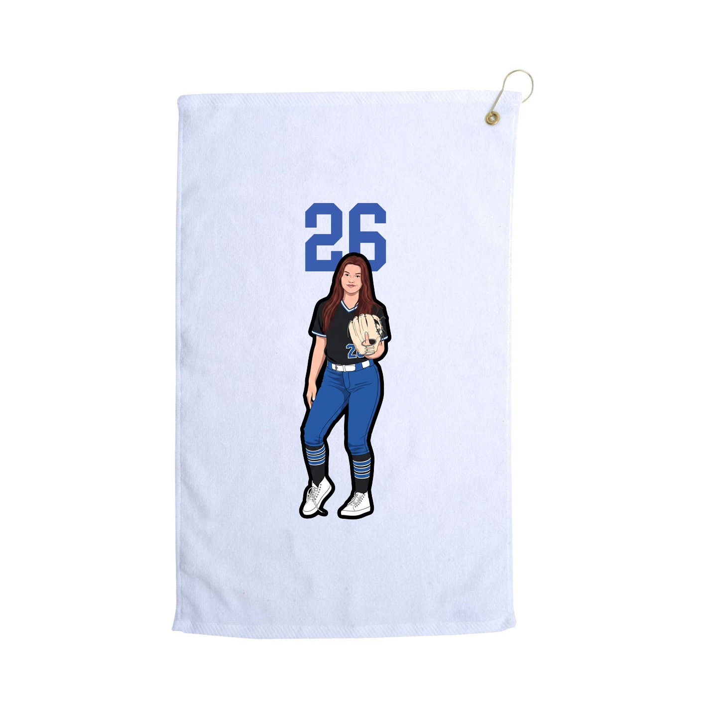 Golf Towel — Number Top in White