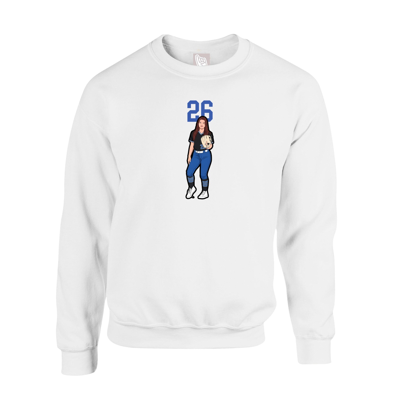 Fleece Crew — Number Top in White
