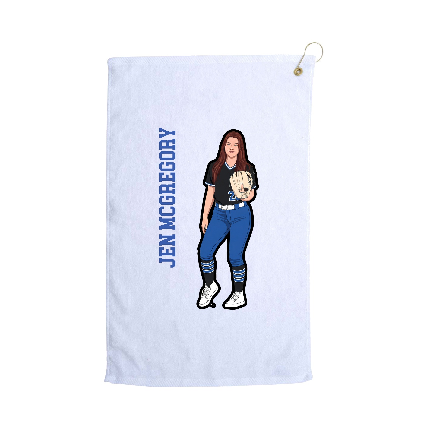 Golf Towel — Name Vertical in White