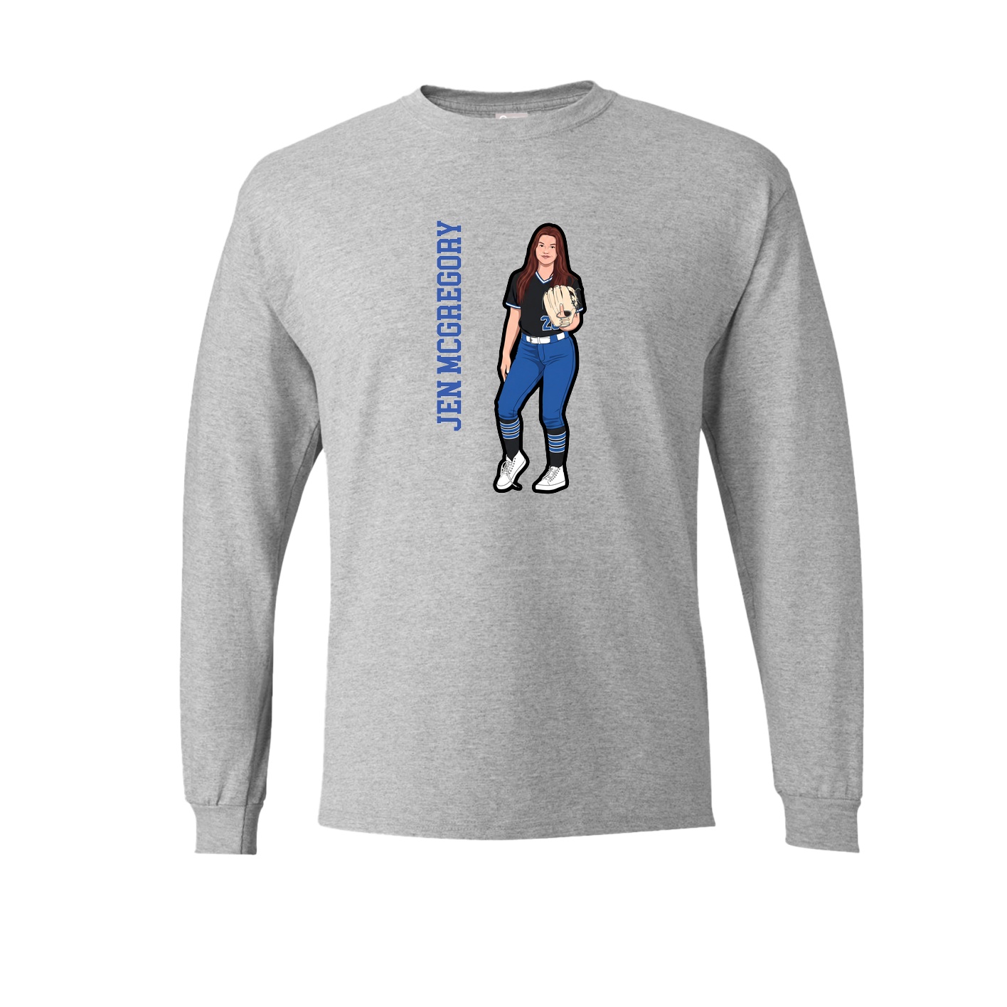 Long Sleeve Tee — Name Vertical in Grey