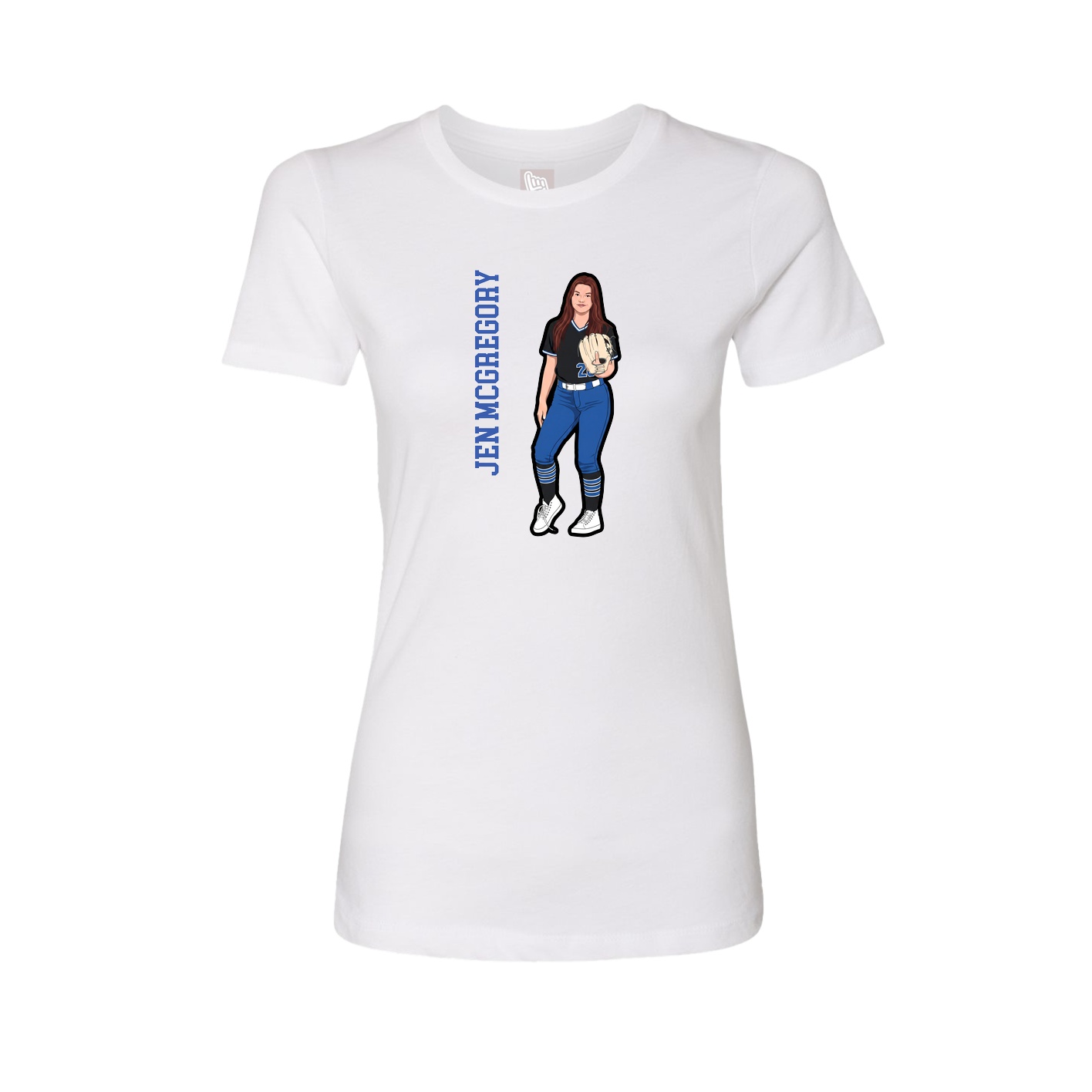 Womens Tee — Name Vertical in White
