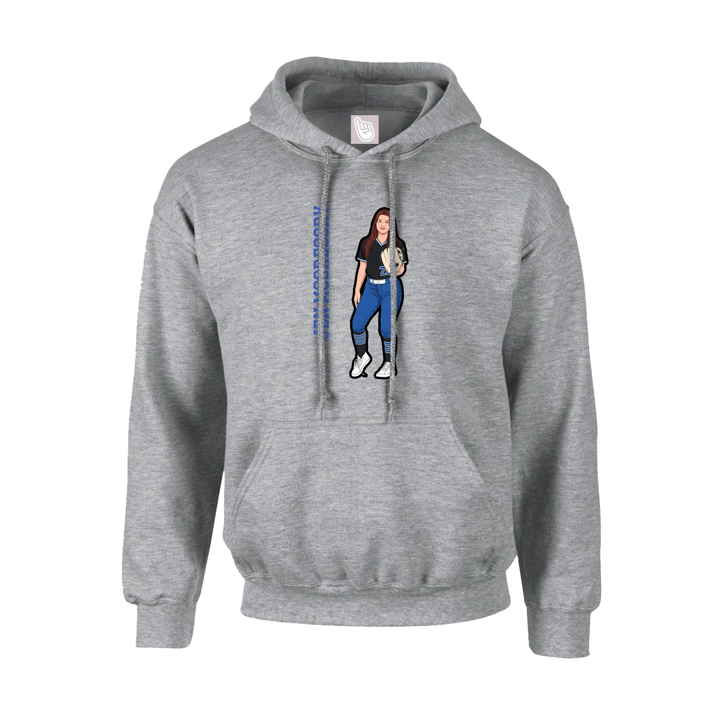 Youth Hoodie — Name Vertical in Grey