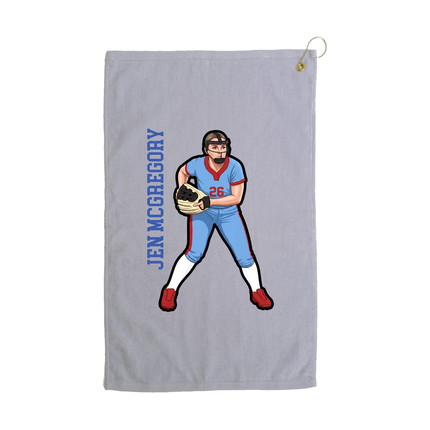 Golf Towel — Name Vertical in Grey