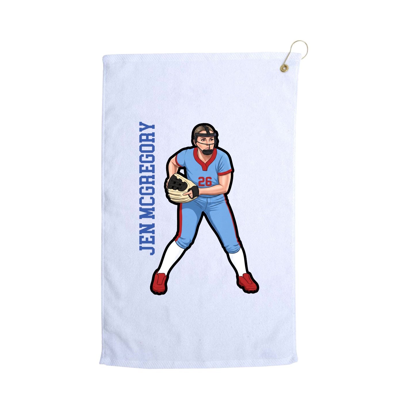 Golf Towel — Name Vertical in White