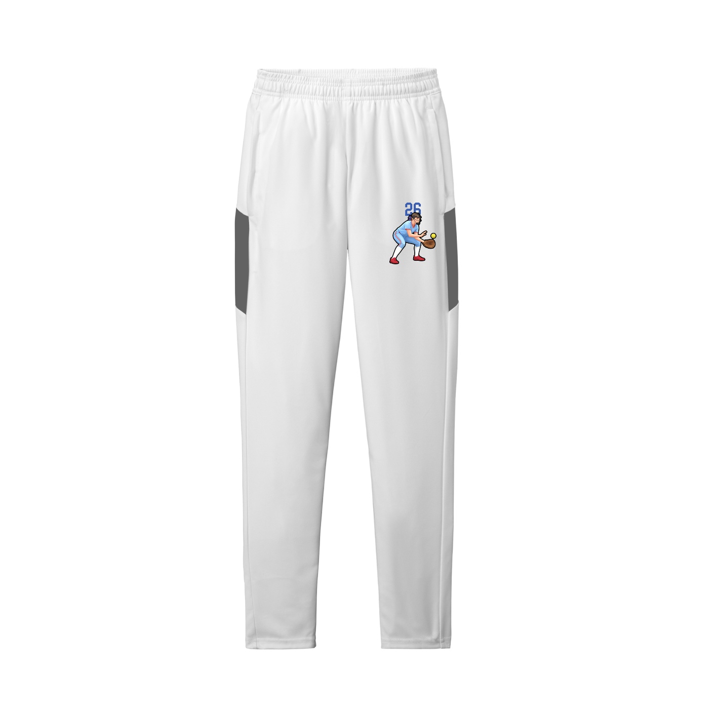 Team Travel Pant — Number Top in White/Grey