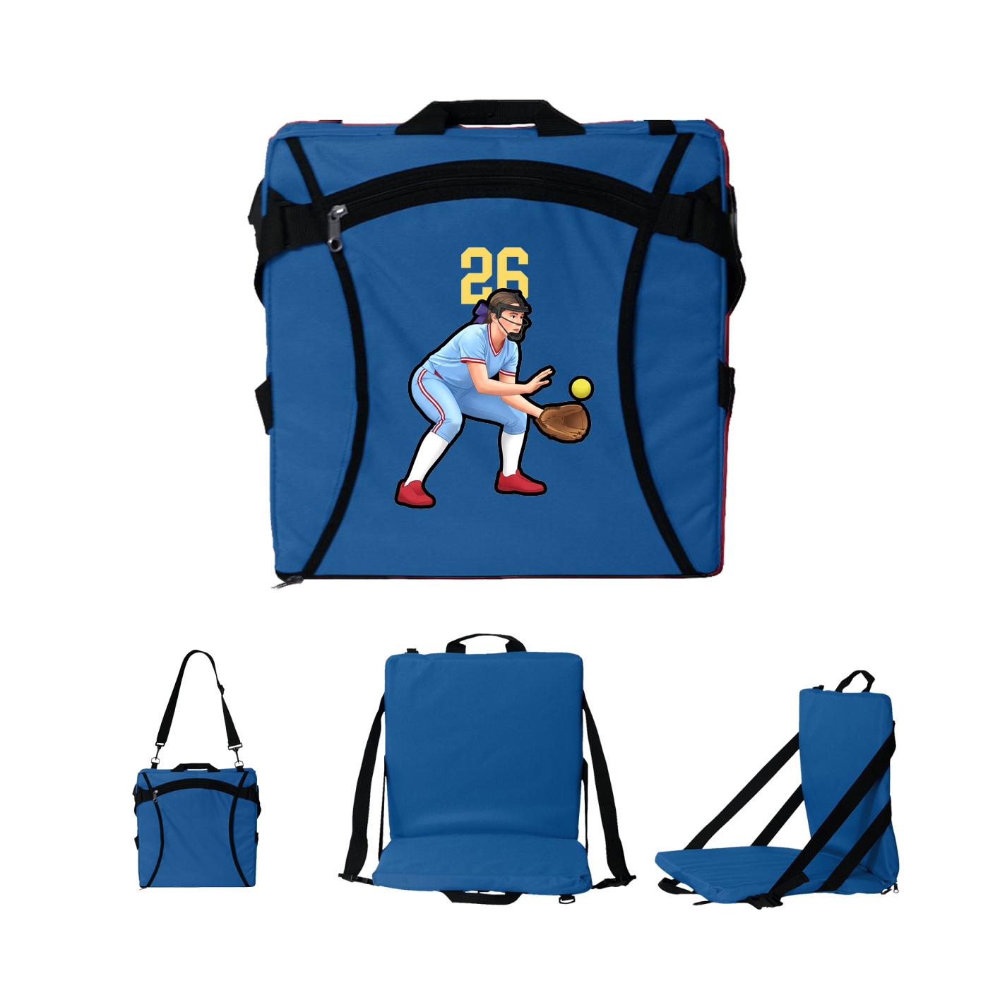 Folding Stadium Seat — Number Top in Royal