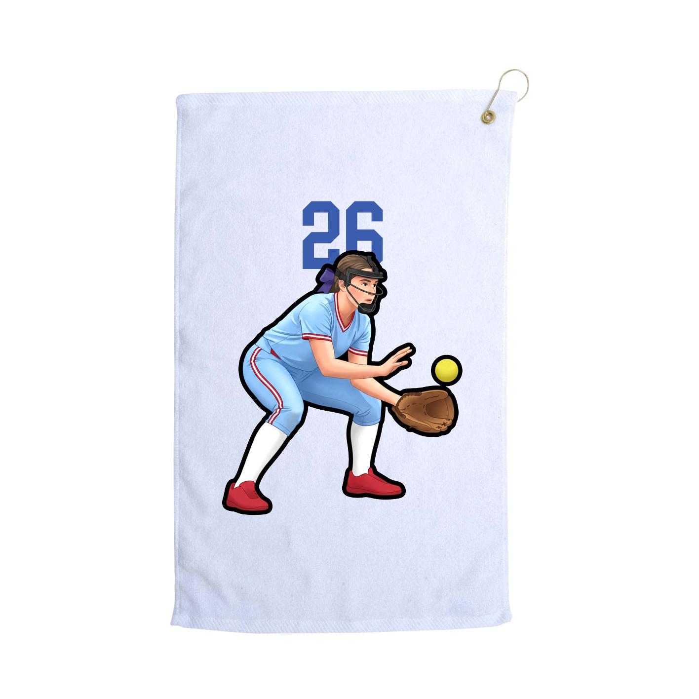 Golf Towel — Number Top in White
