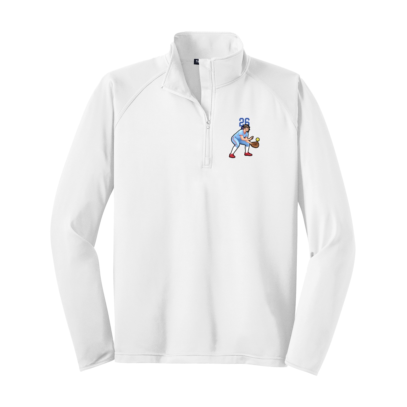 Q-Zip Pullover — Number Top in White