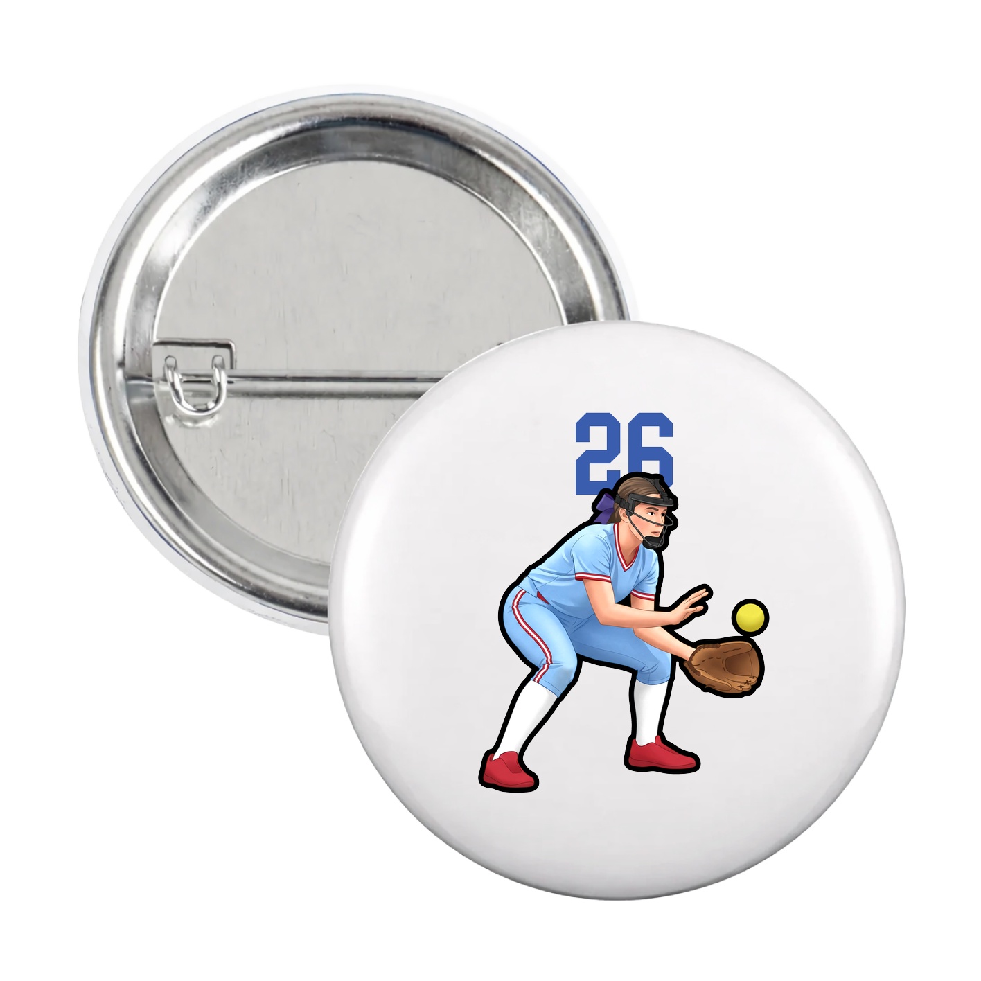 Game Day Button — Number Top in White