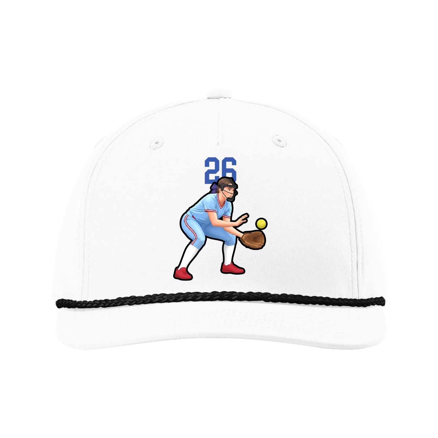 Five-Panel Classic Rope Cap — Number Top in White