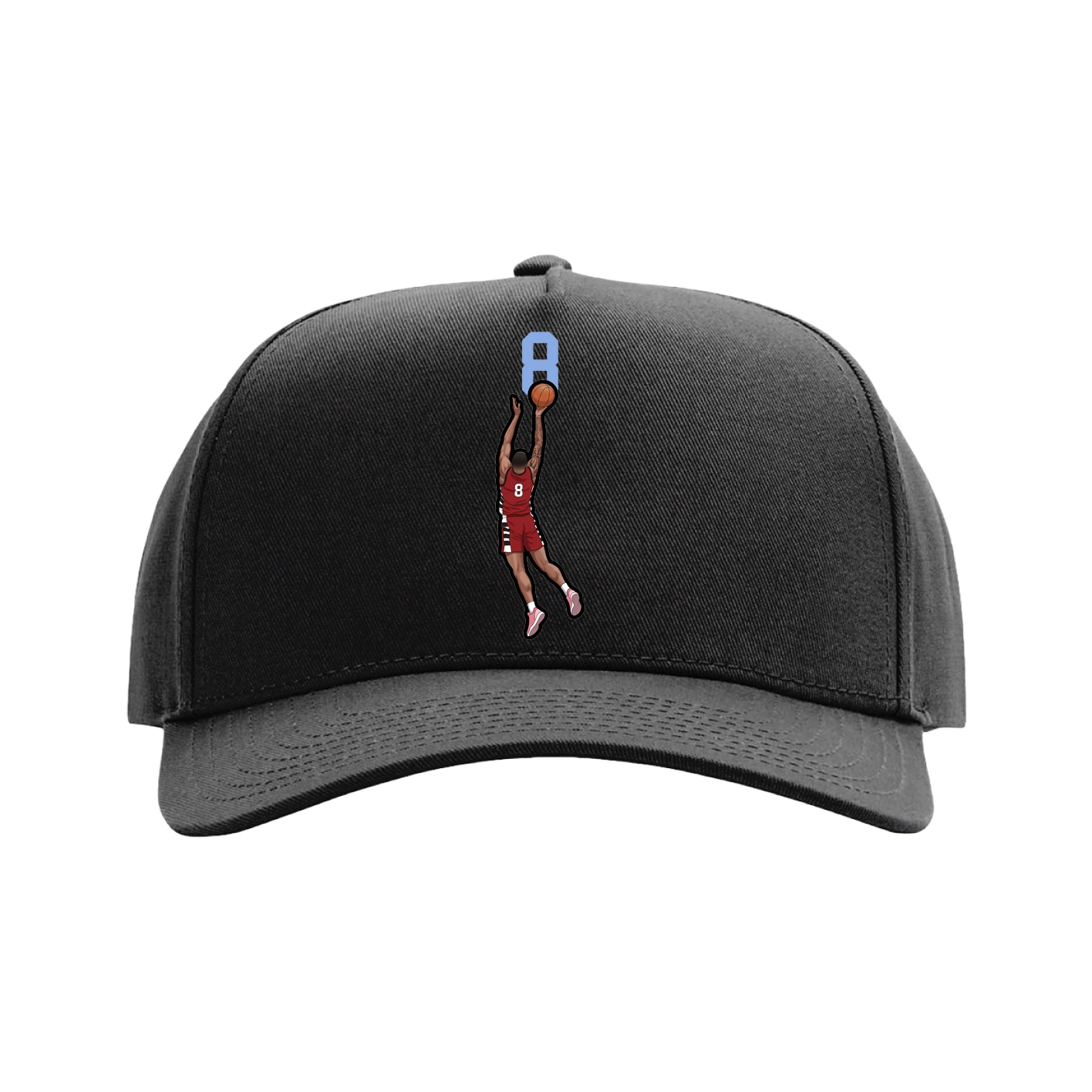 Full Fabric Five-Panel Champ Cap — Number Top in Black