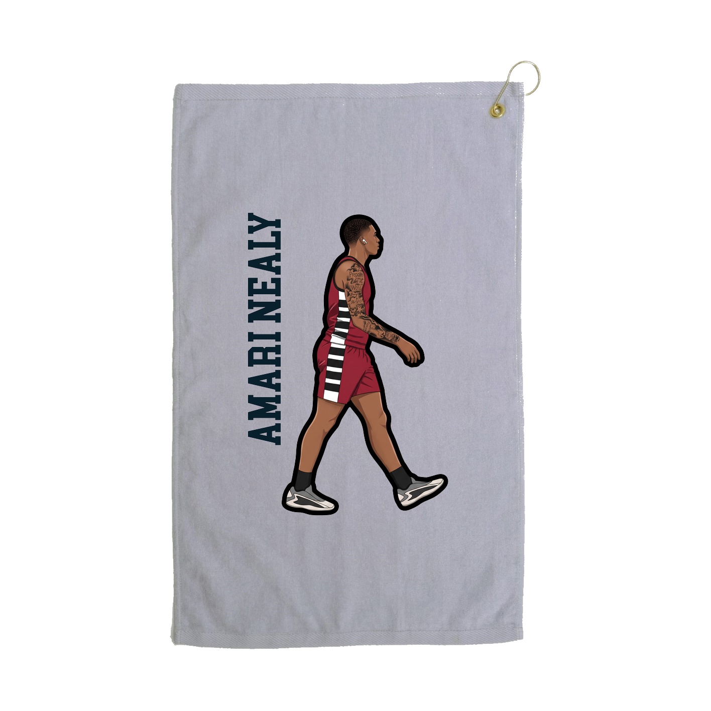 Golf Towel — Name Vertical in Grey