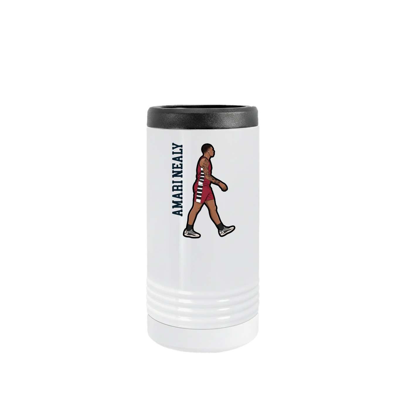 Slim Beverage Holder — Name Vertical in White