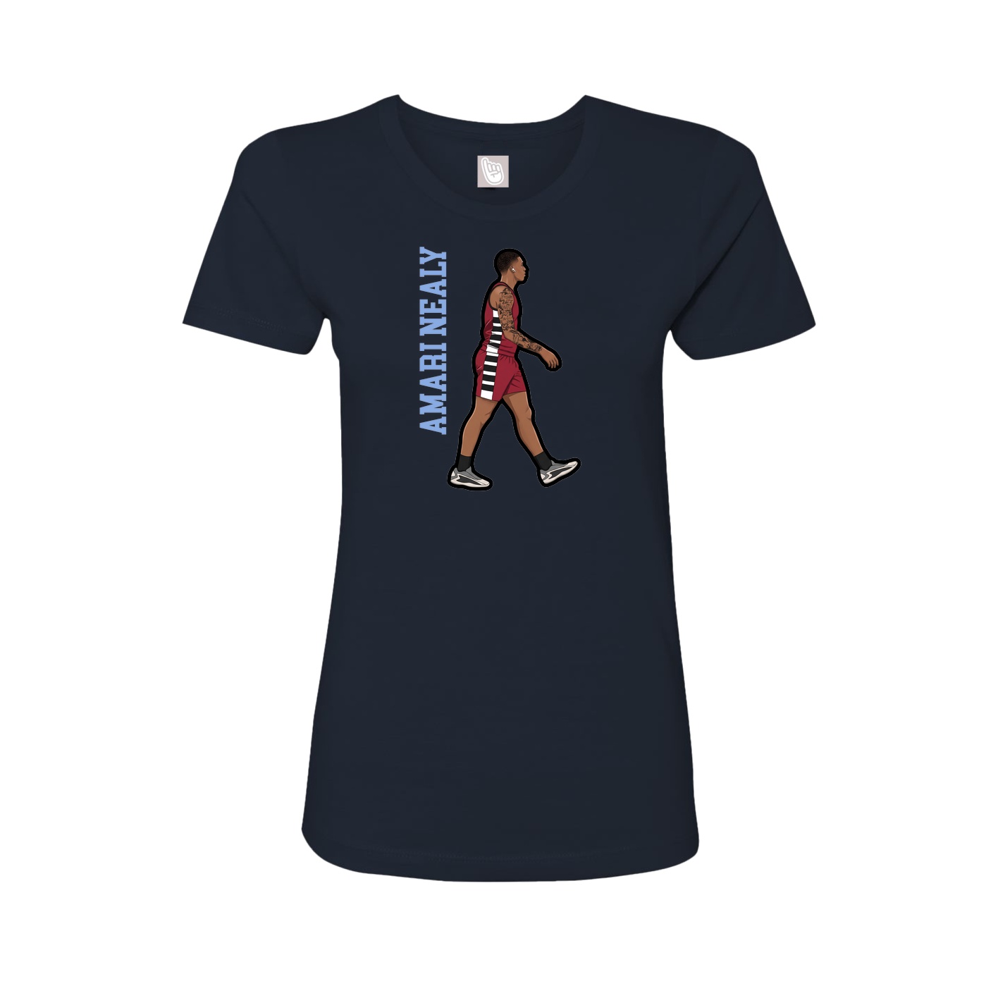 Fitted Women's Tee — Name Vertical in Navy