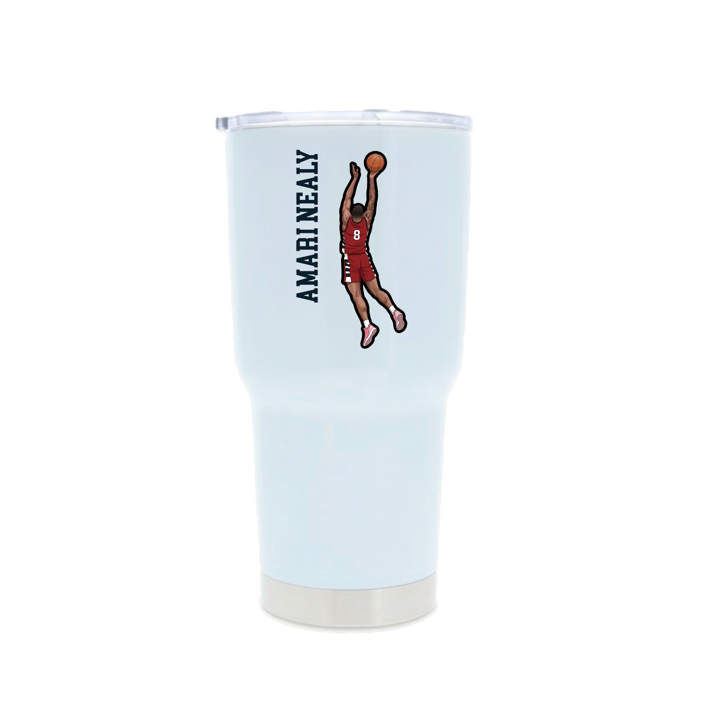 30oz Stainless Steel Tumbler — Name Vertical in White