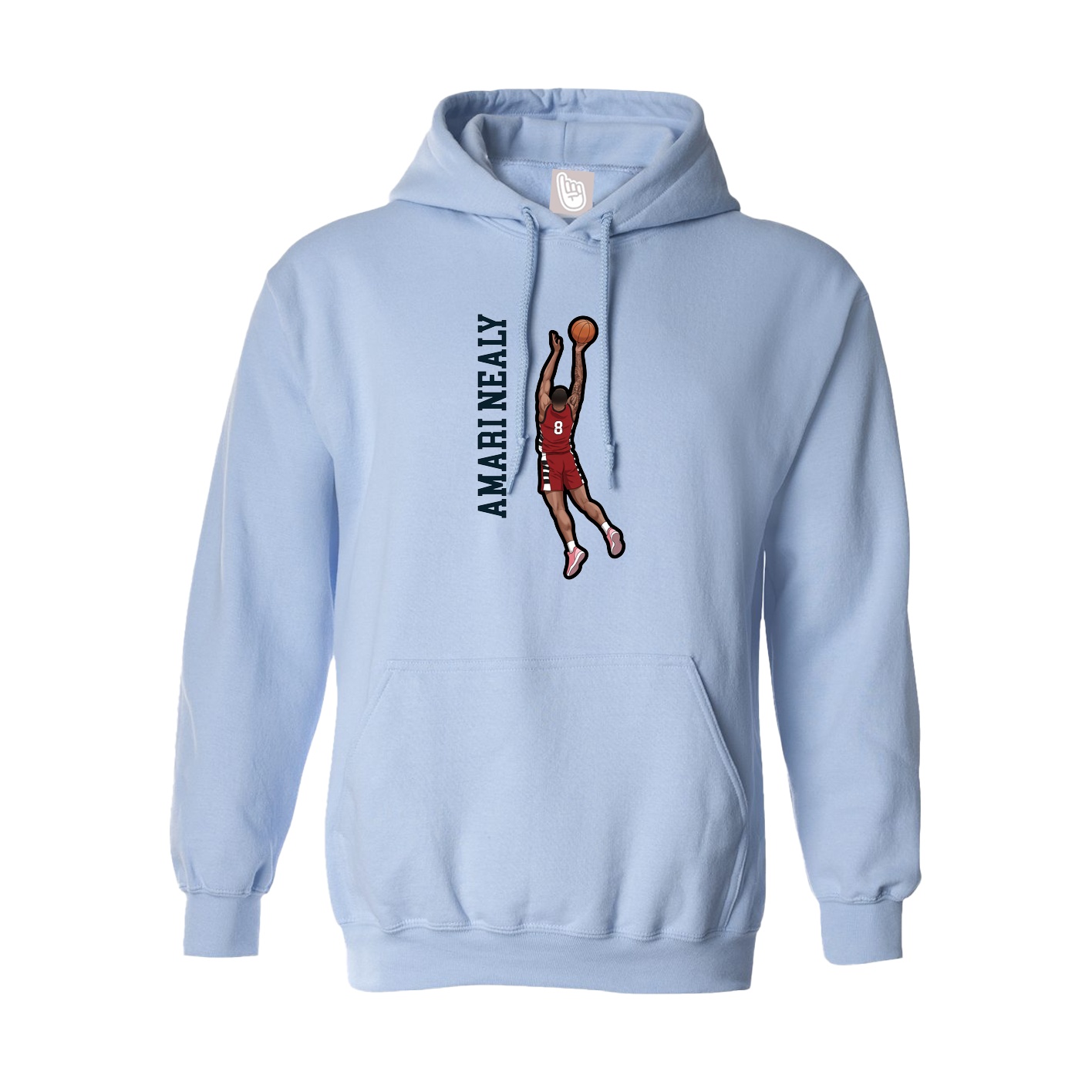 Hoodie — Name Vertical in Light Blue