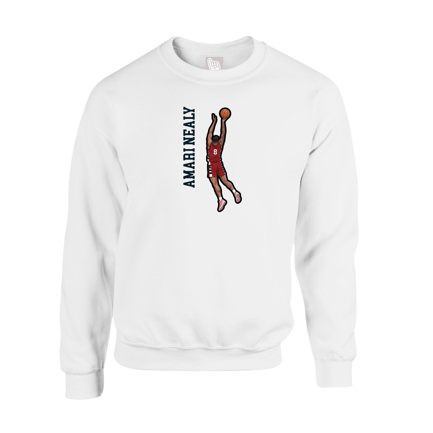 Fleece Crew — Name Vertical in White