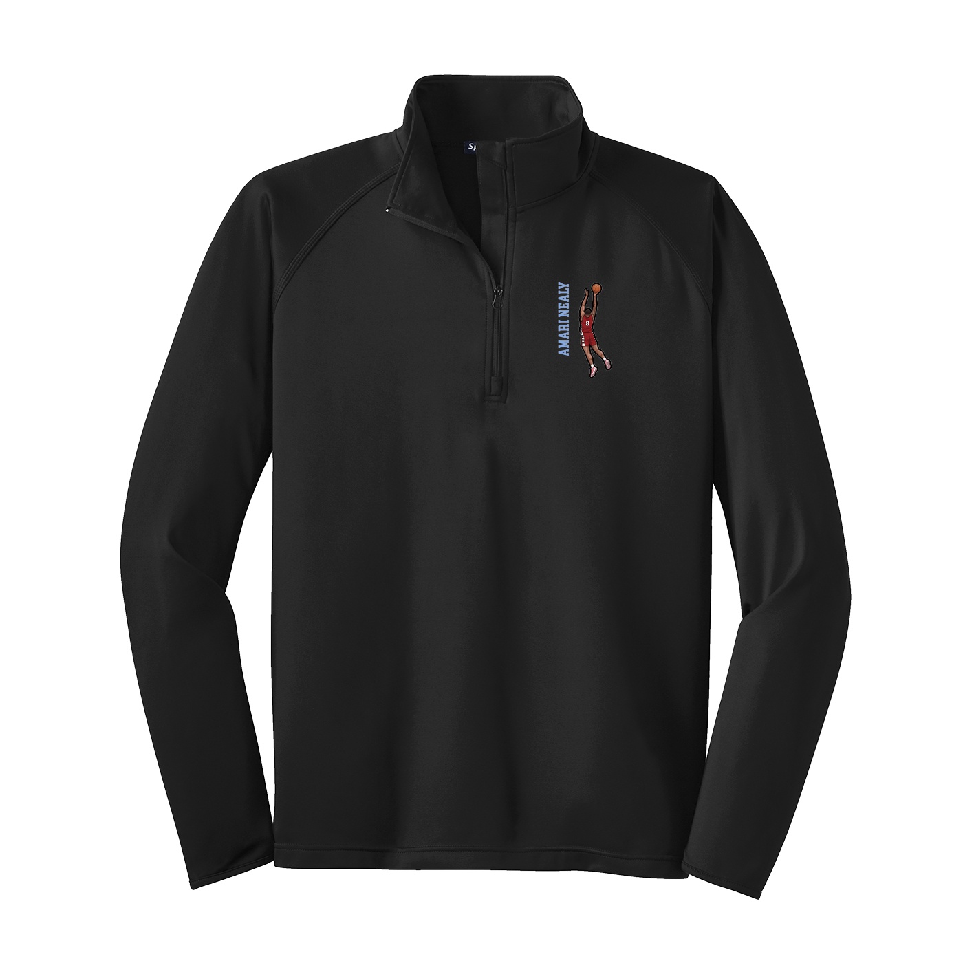 Q-Zip Pullover — Name Vertical in Black