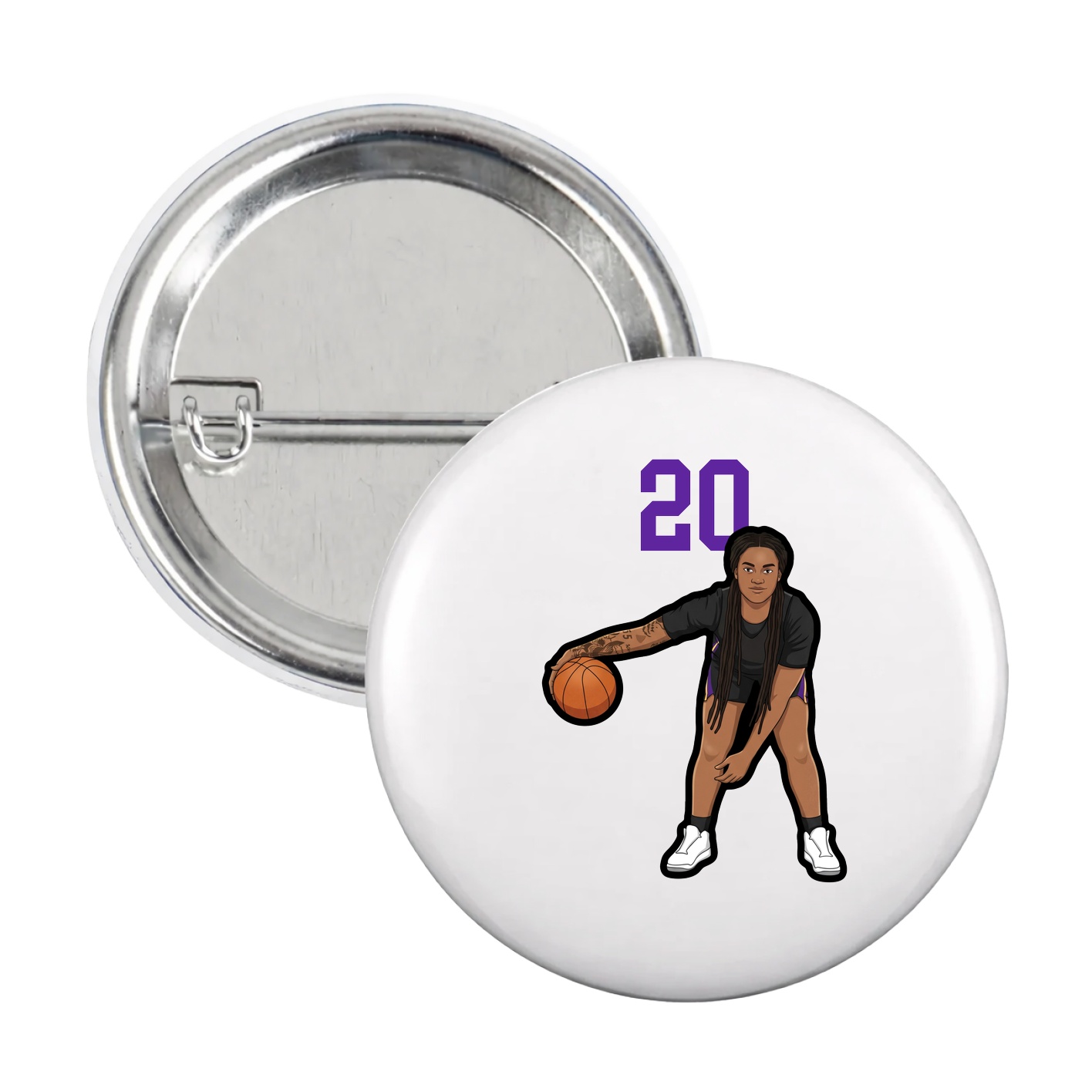 Game Day Button — Number Top in White