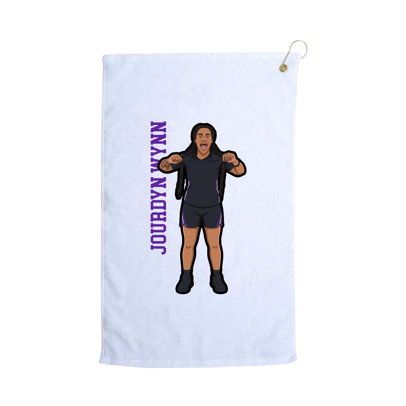 Golf Towel — Name Vertical in White