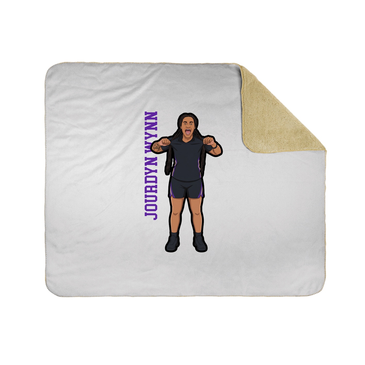 Throw Blanket — Name Vertical in White
