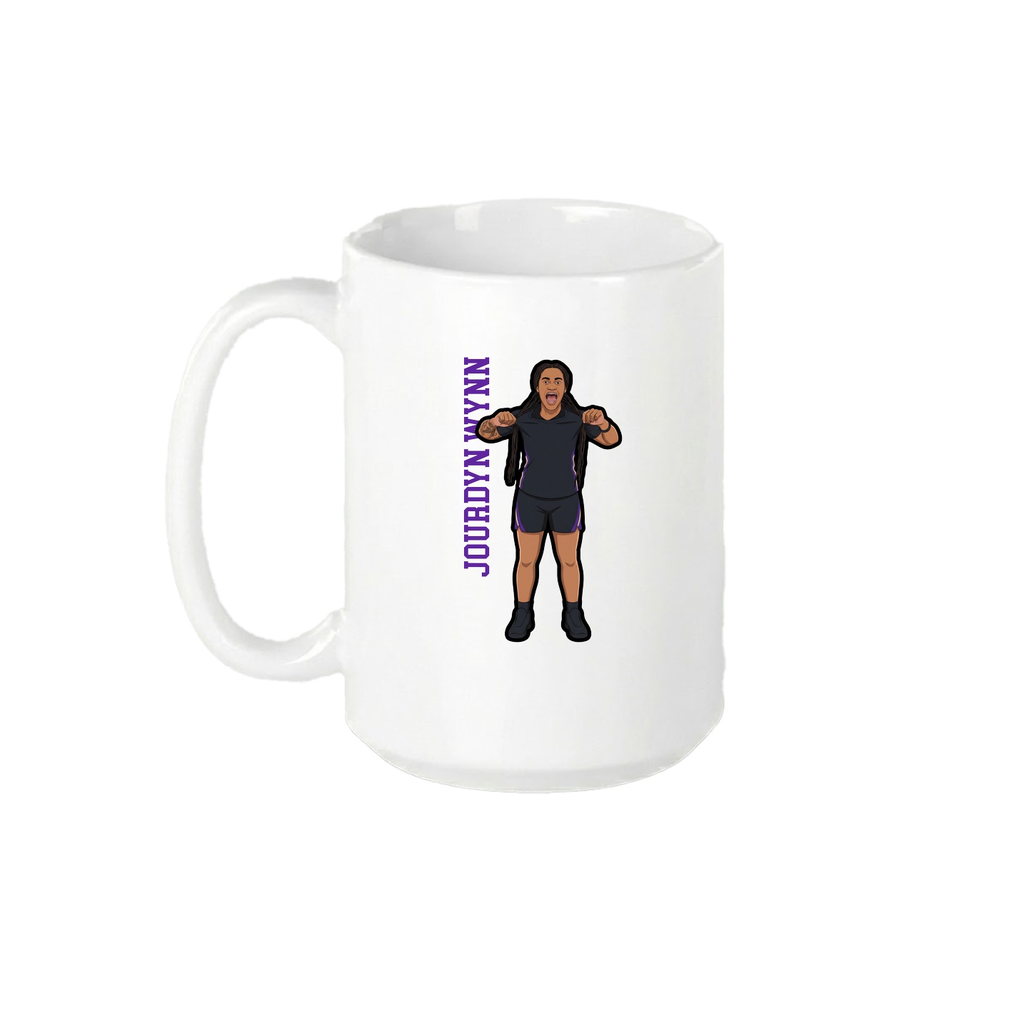 15oz Coffee Mug — Name Vertical in White