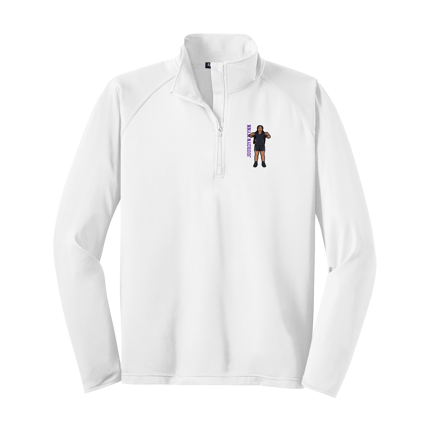 Q-Zip Pullover — Name Vertical in White