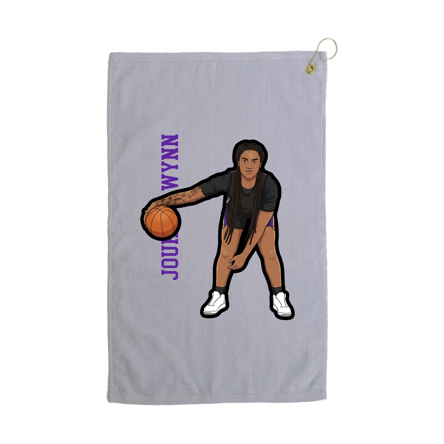 Golf Towel — Name Vertical in Grey
