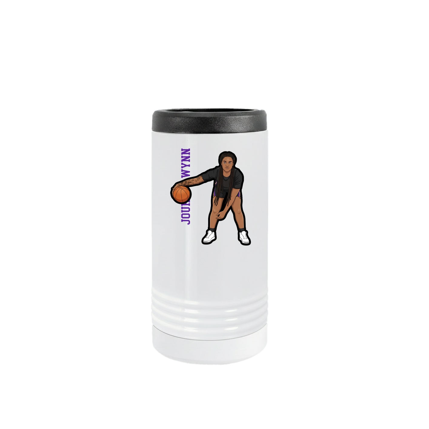 Slim Beverage Holder — Name Vertical in White