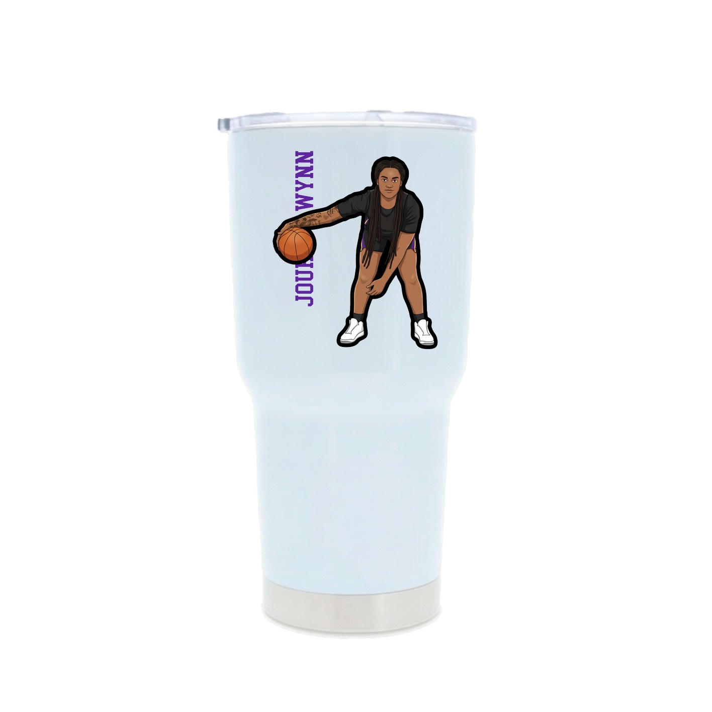 30oz Stainless Steel Tumbler — Name Vertical in White