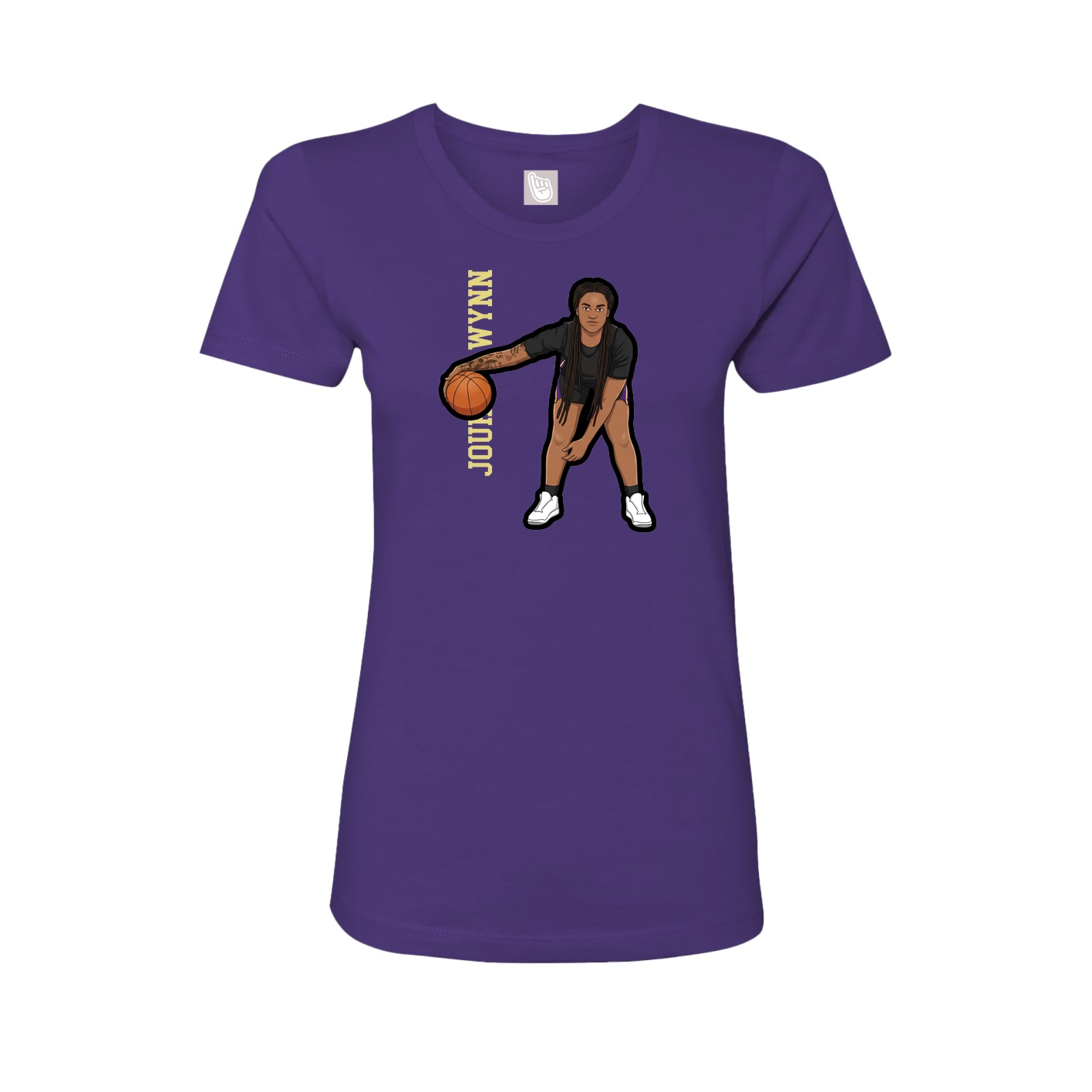 Fitted Women's Tee — Name Vertical in Purple