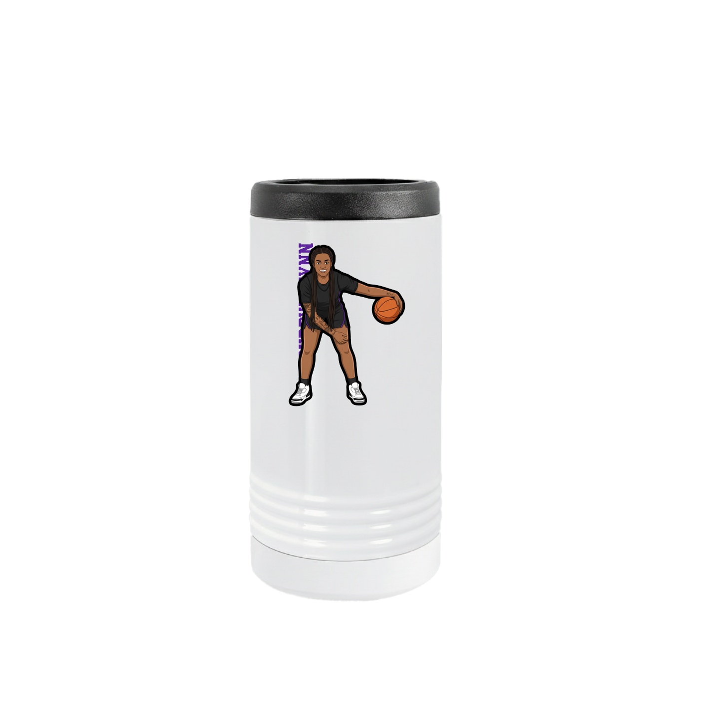 Slim Beverage Holder — Name Vertical in White