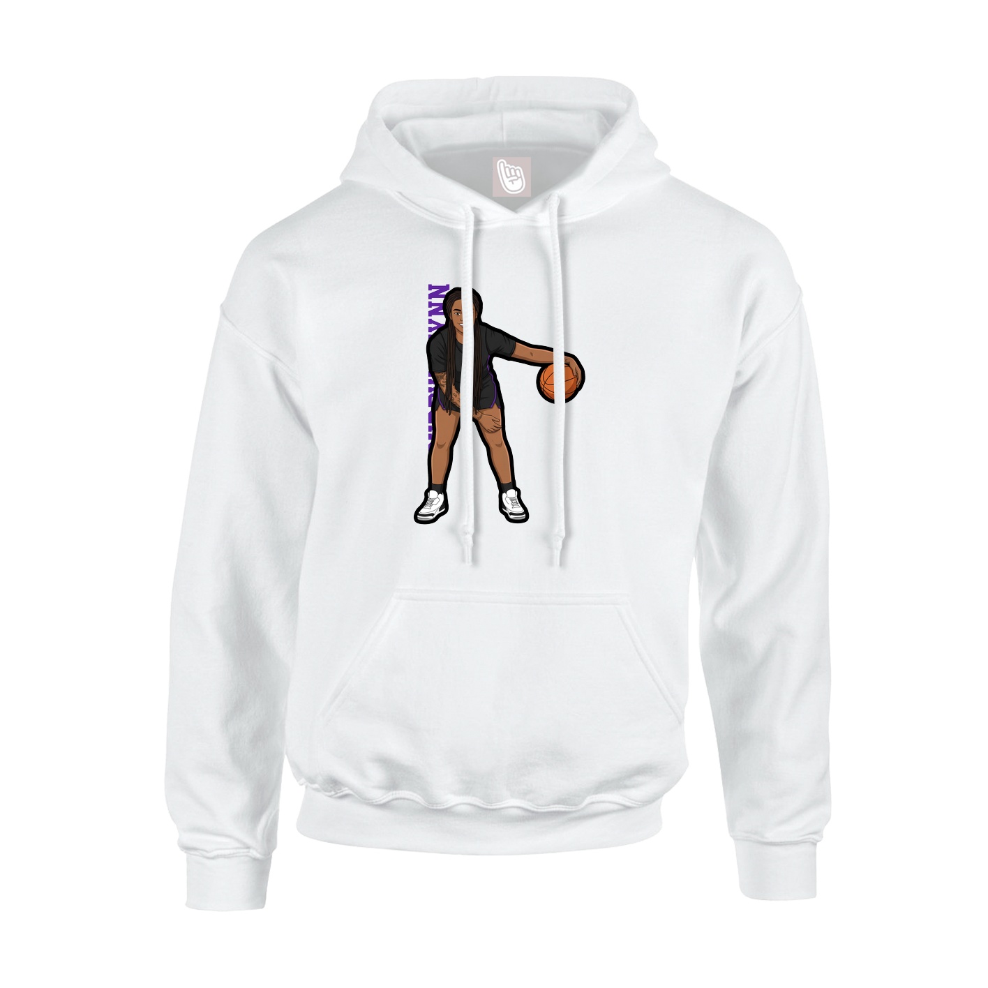 Youth Hoodie — Name Vertical in White