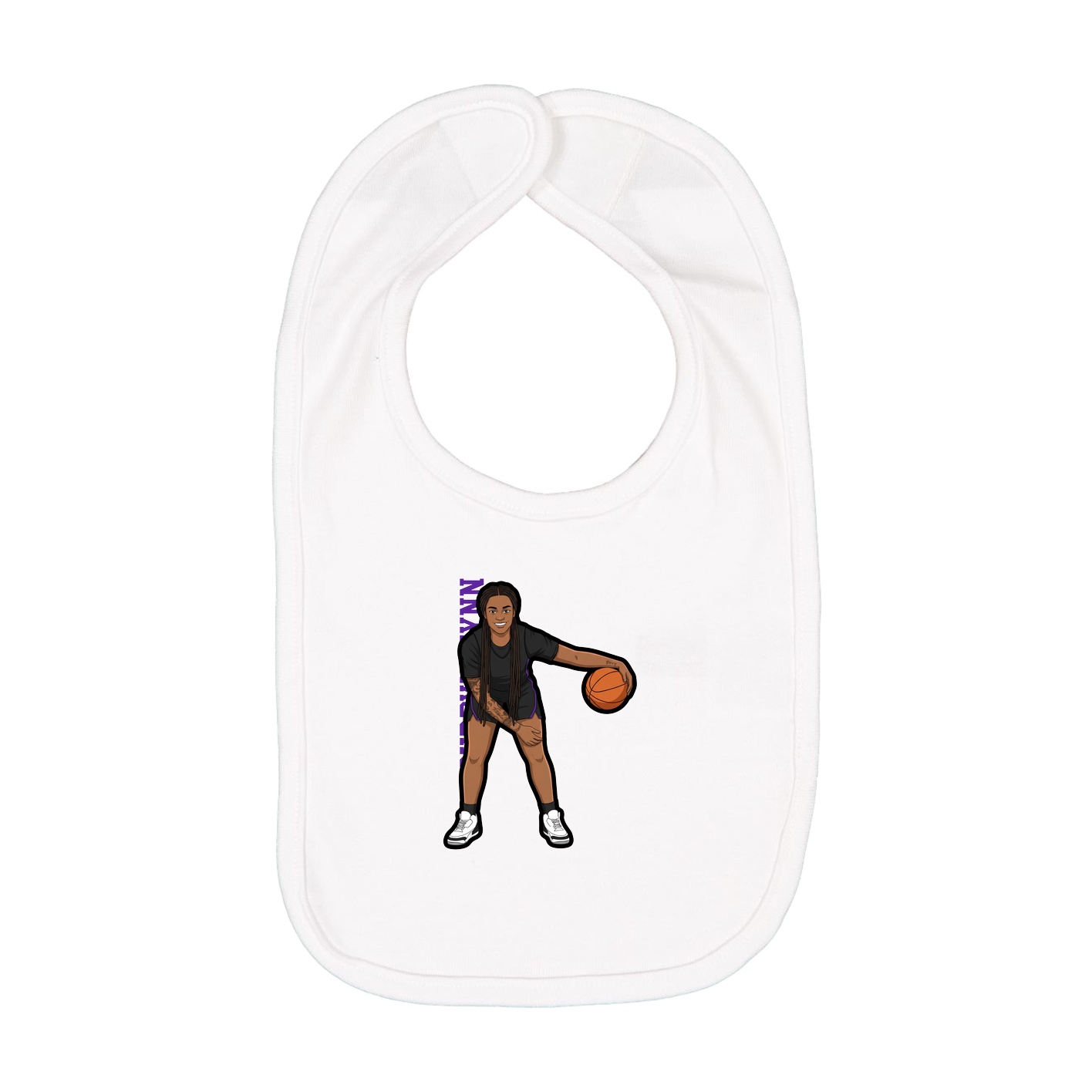 Infant Bib — Name Vertical in White
