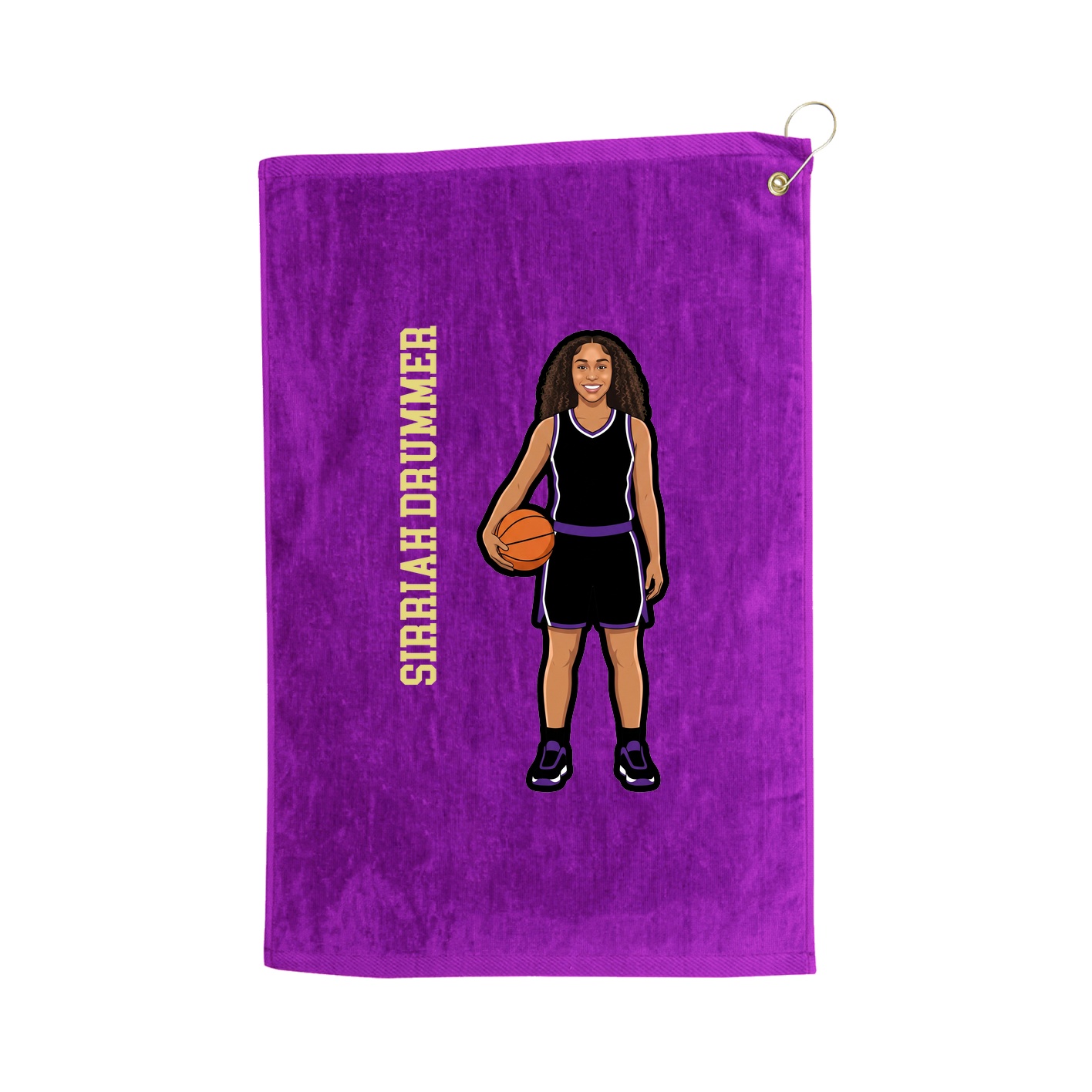 Golf Towel — Name Vertical in Purple