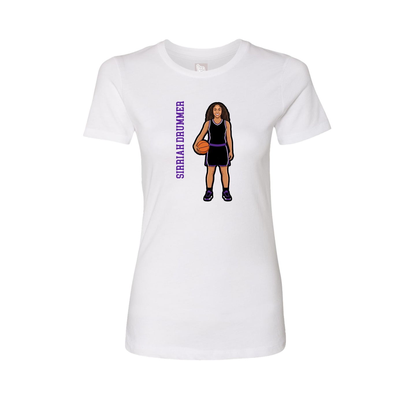 Womens Tee — Name Vertical in White