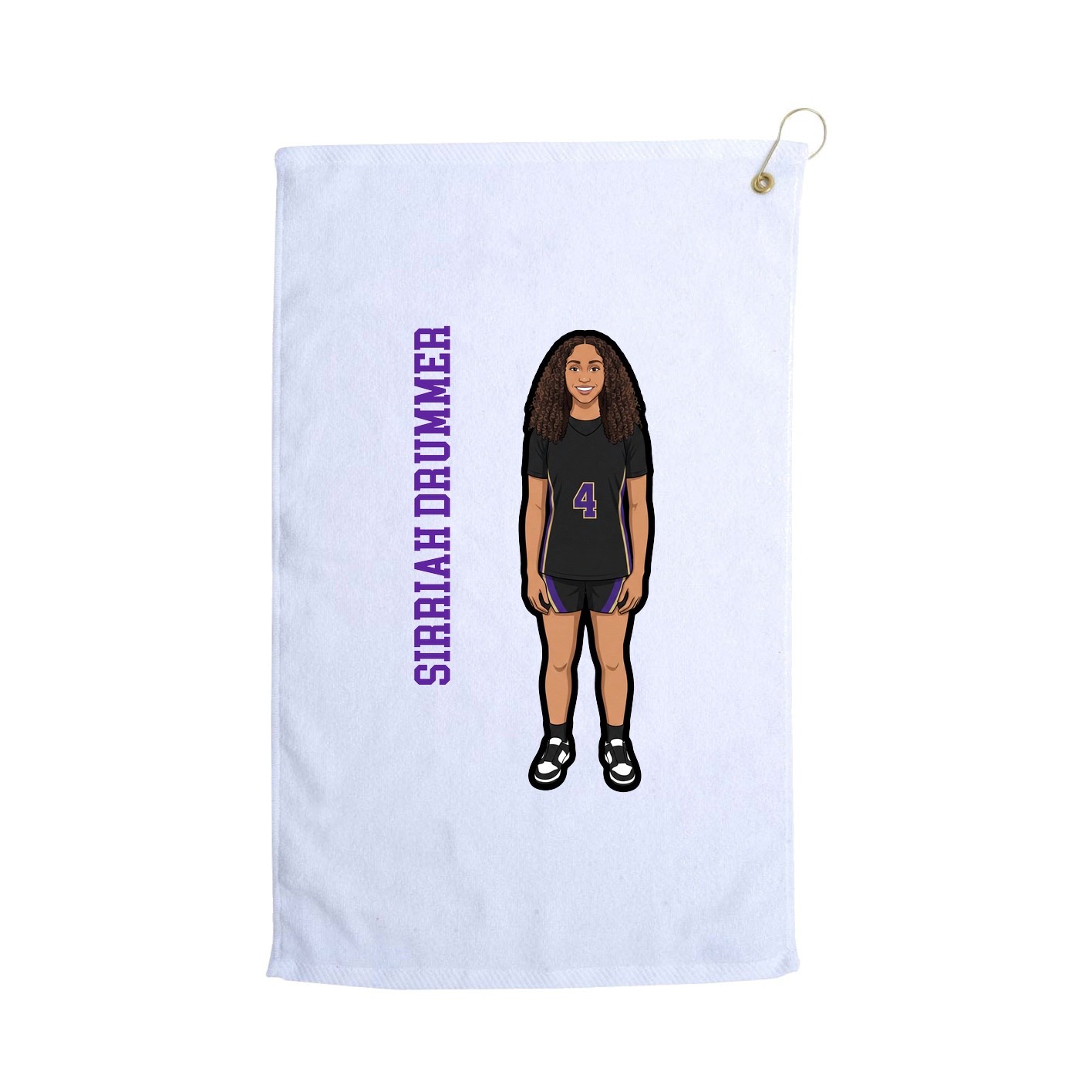 Golf Towel — Name Vertical in White