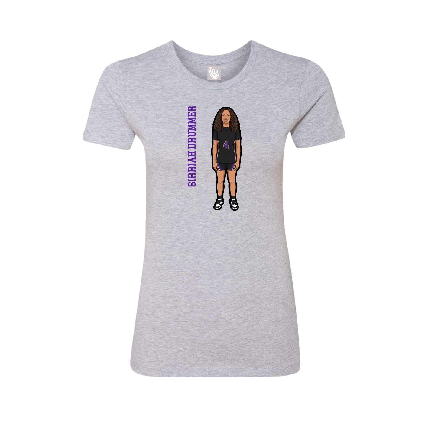 Womens Tee — Name Vertical in Grey