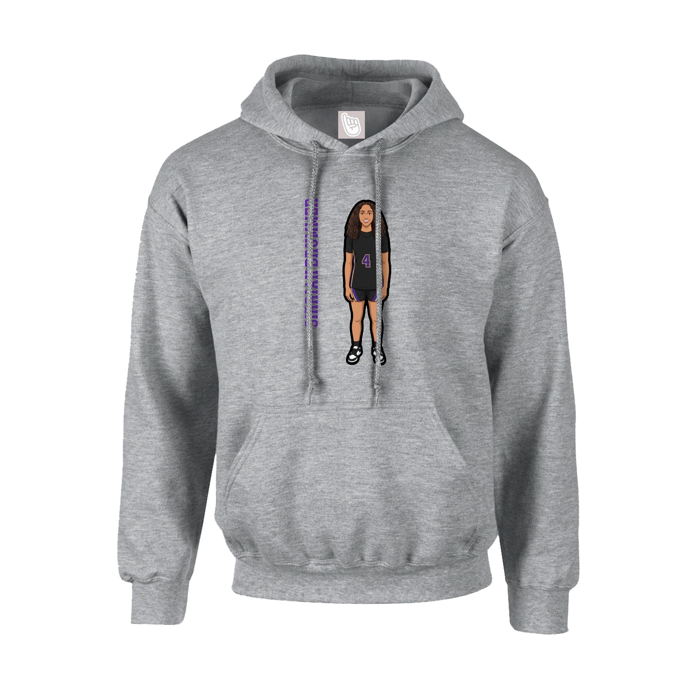 Hoodie — Name Vertical in Grey