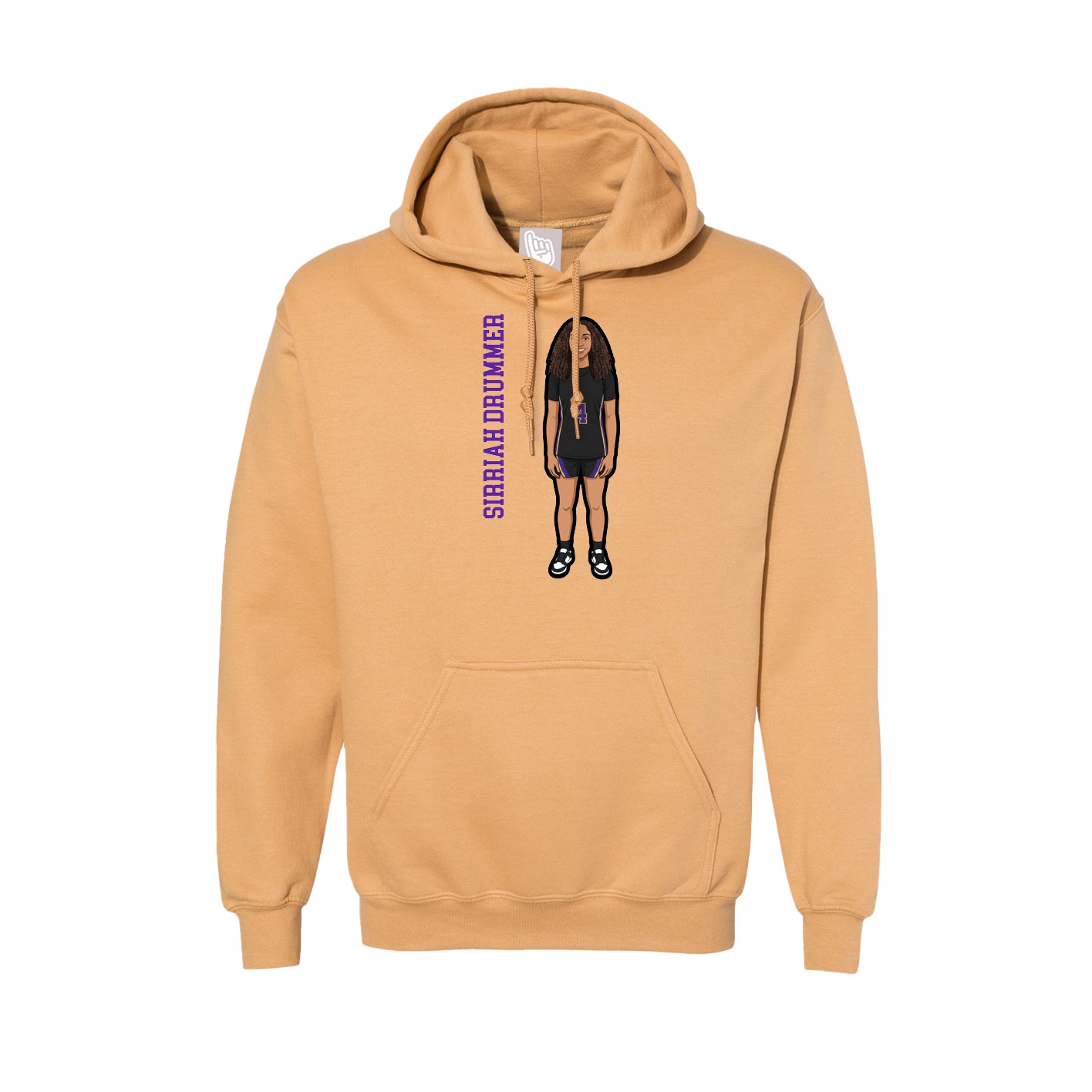 Hoodie — Name Vertical in Vegas Gold