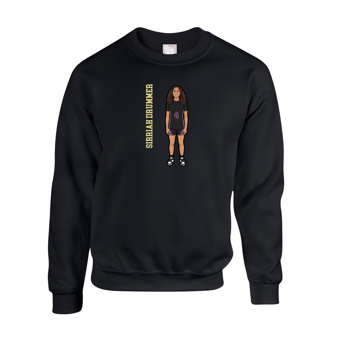 Fleece Crew — Name Vertical in Black