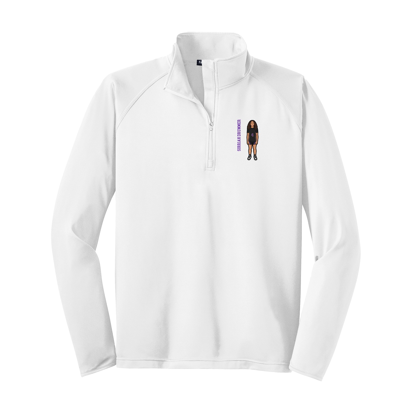 Q-Zip Pullover — Name Vertical in White