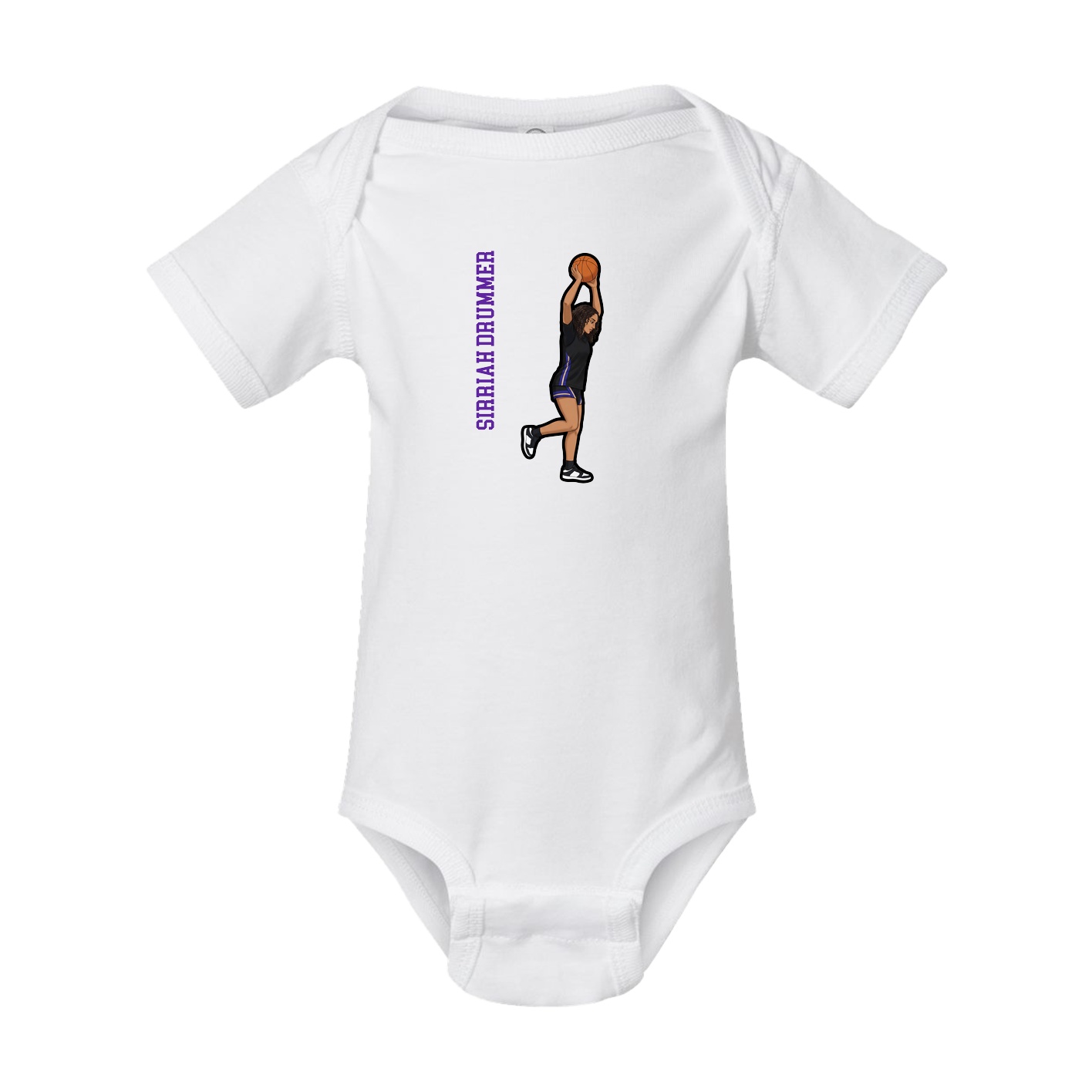 Baby Onesie — Name Vertical in White