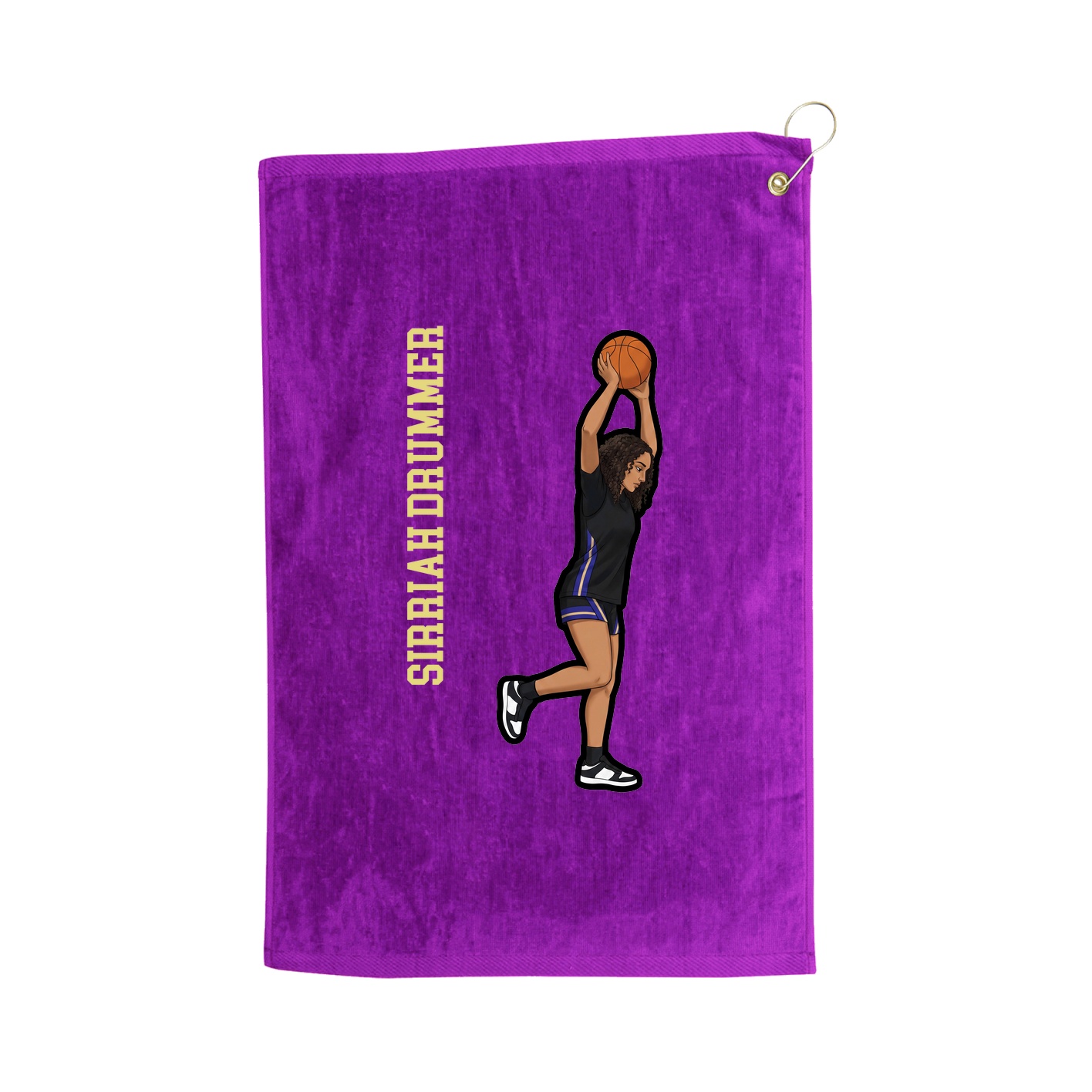 Golf Towel — Name Vertical in Purple