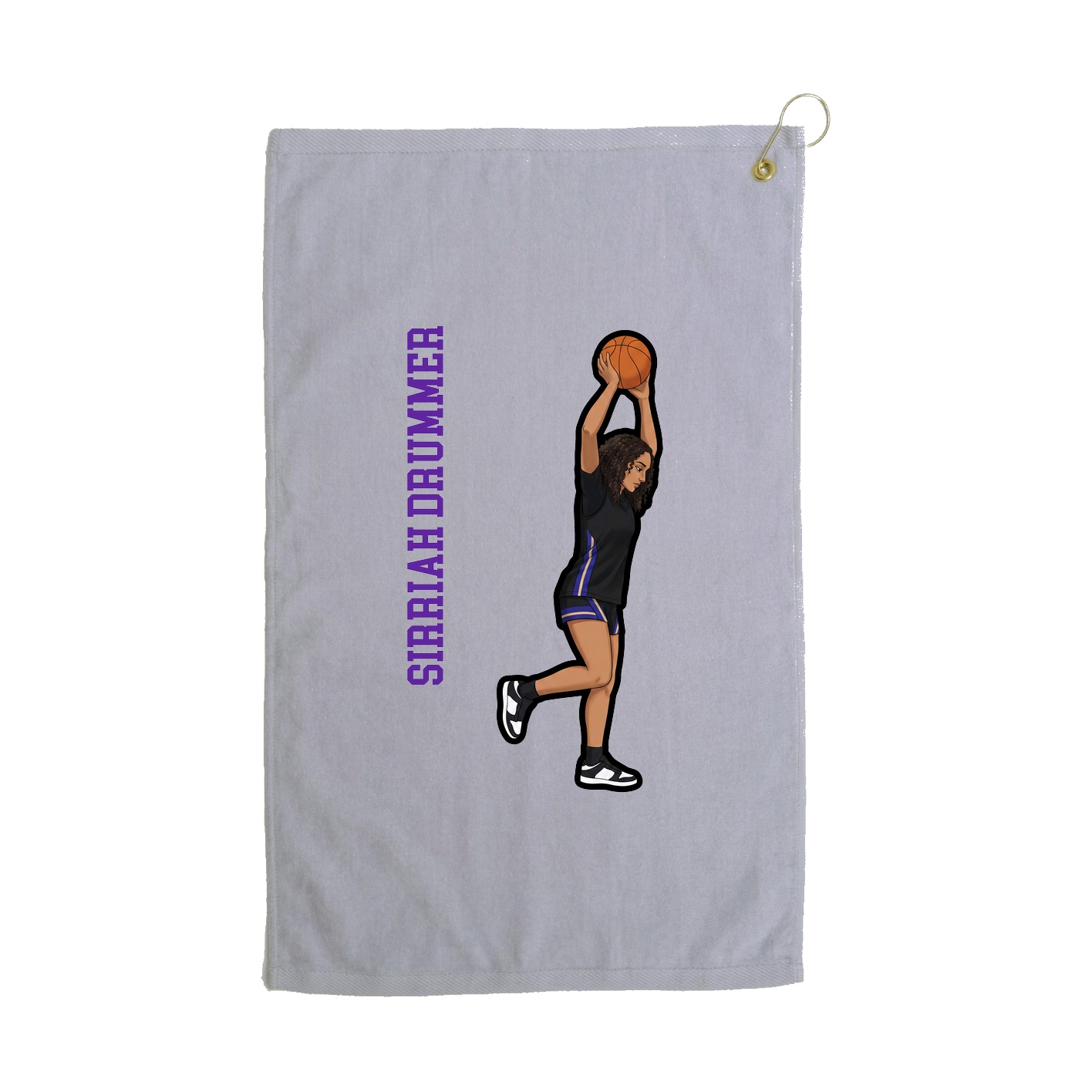 Golf Towel — Name Vertical in Grey