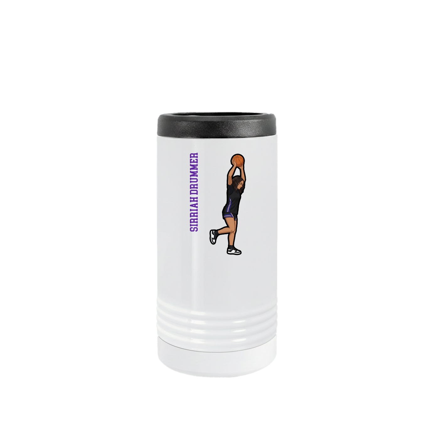 Slim Beverage Holder — Name Vertical in White