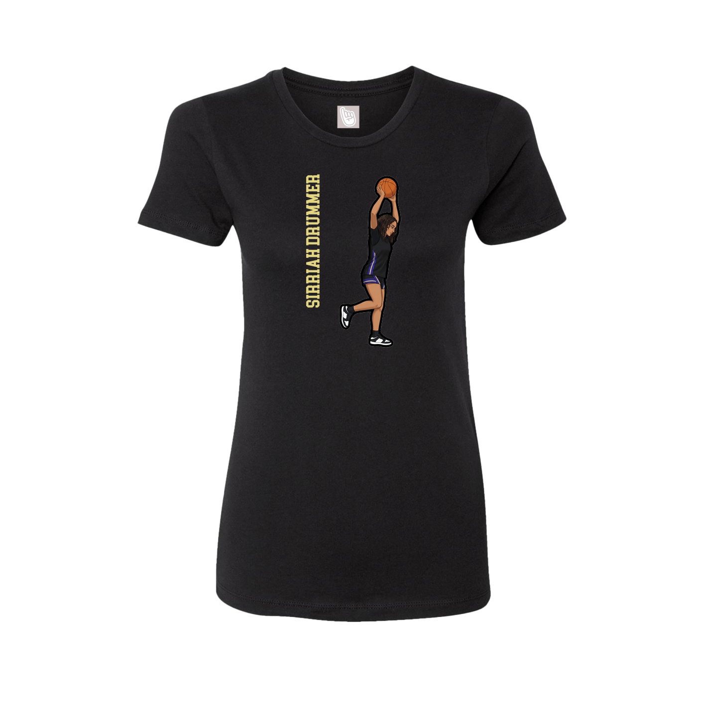 Fitted Women's Tee — Name Vertical in Black