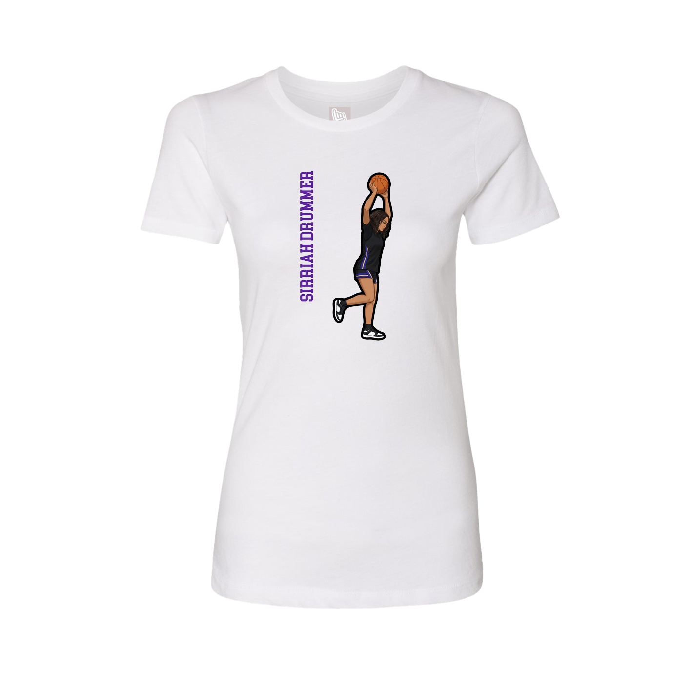 Womens Tee — Name Vertical in White