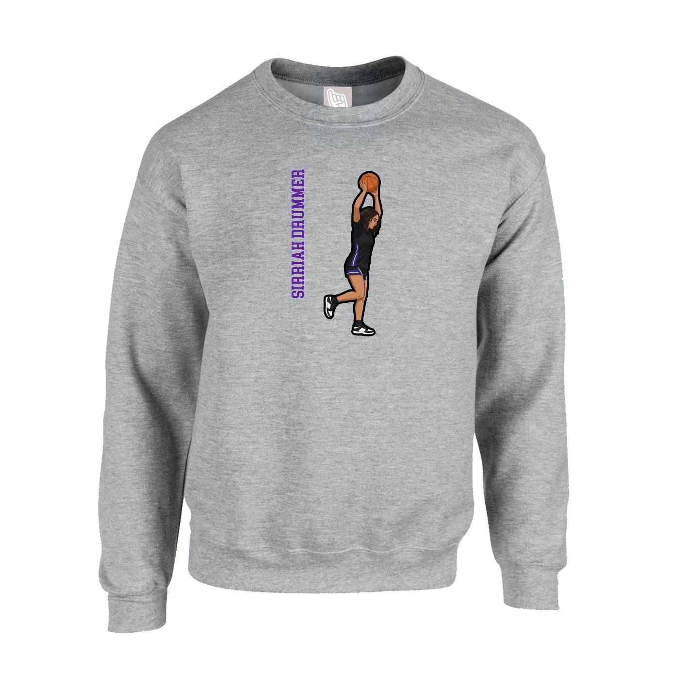 Fleece Crew — Name Vertical in Grey